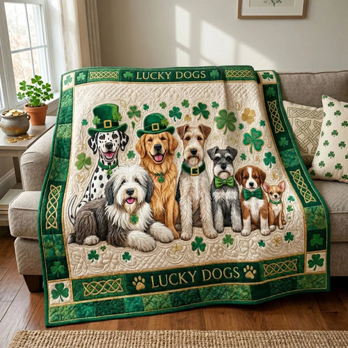 Lucky Dogs St. Patrick's Day Quilt Blanket