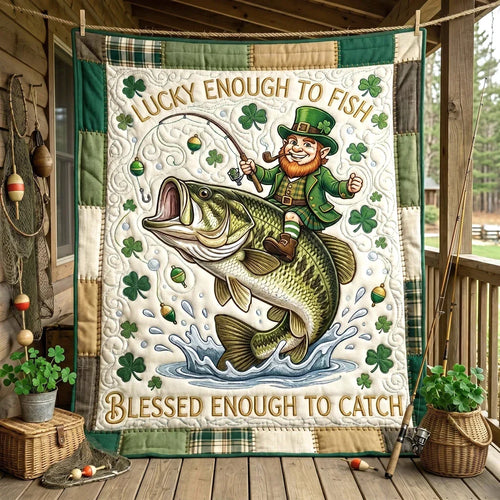 Lucky Enough To Fish Quilt Blanket