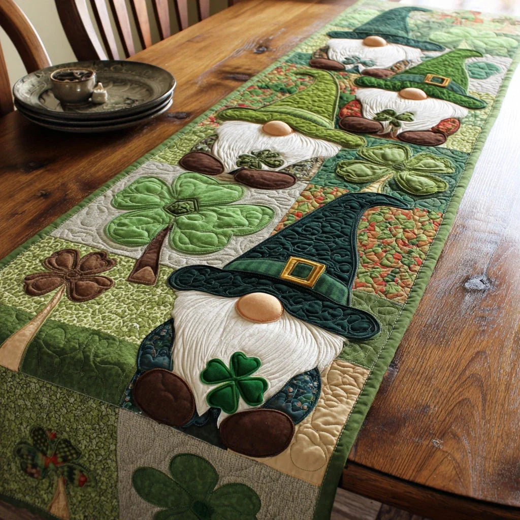 Lucky Gnome Quilted Table Runner