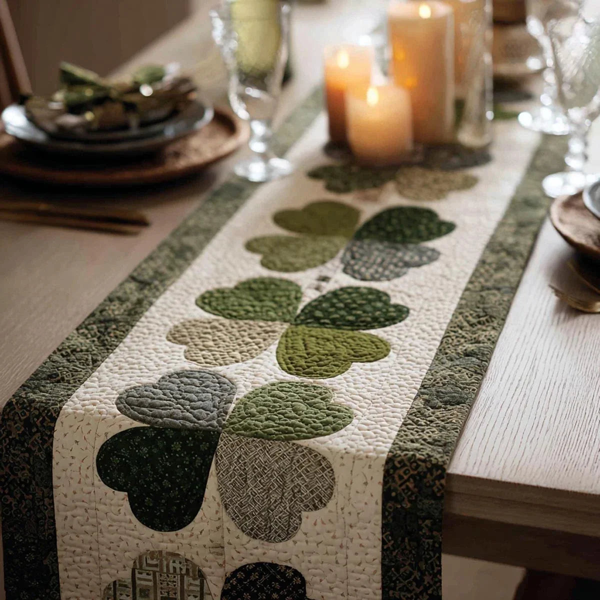Lucky Green Quilted Table Runner