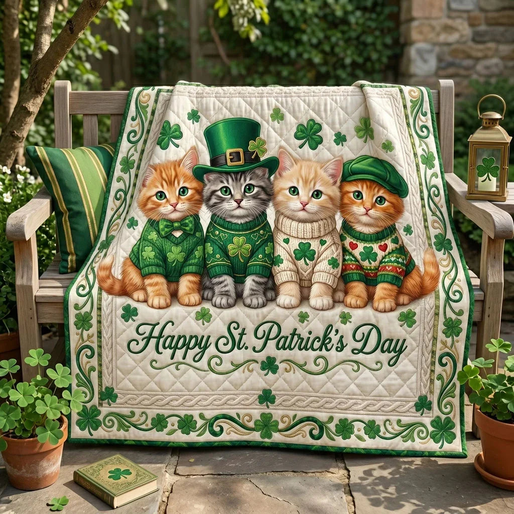 Lucky Irish Kittens Quilt Blanket