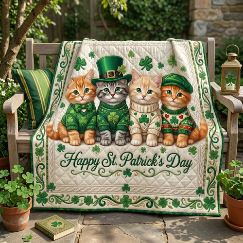 Lucky Irish Kittens Quilt Blanket