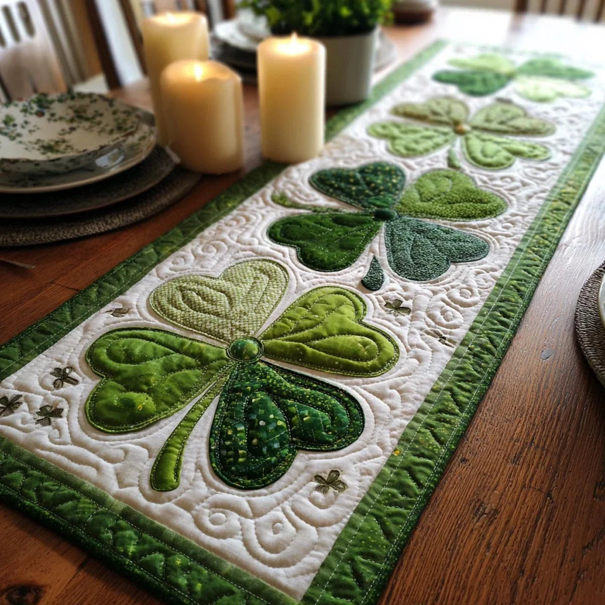 Lucky Roots Quilted Table Runner