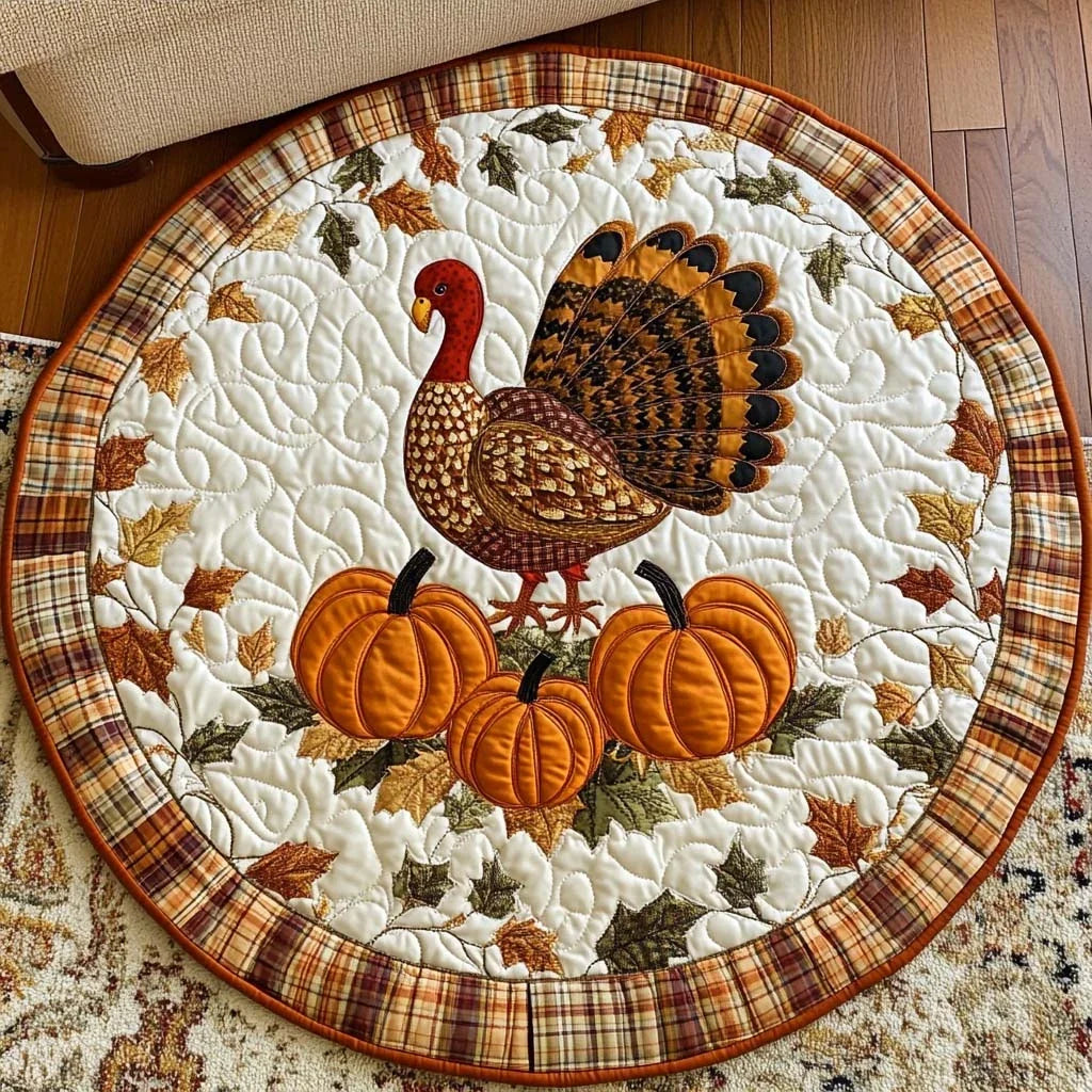 Lucky Turkey Quilted Round Mat