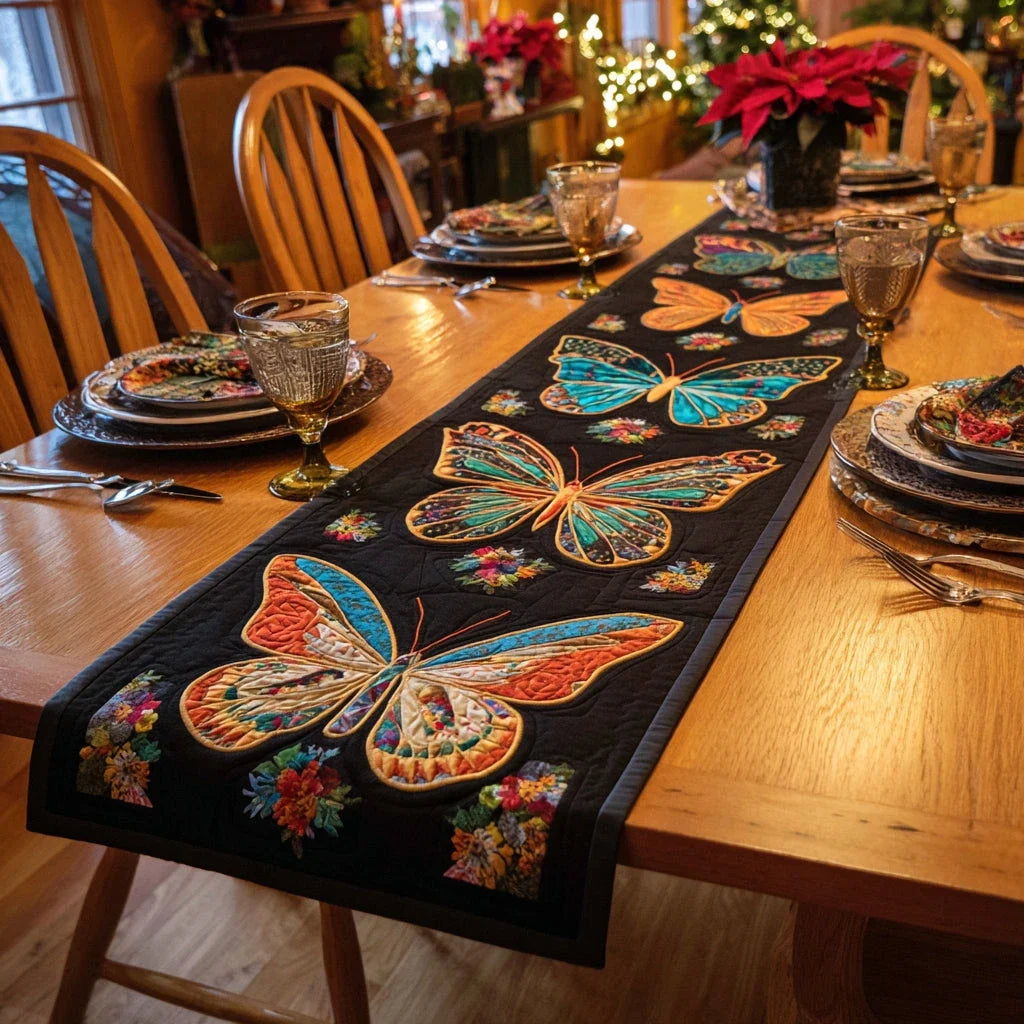Lunar Butterfly Quilted Table Runner