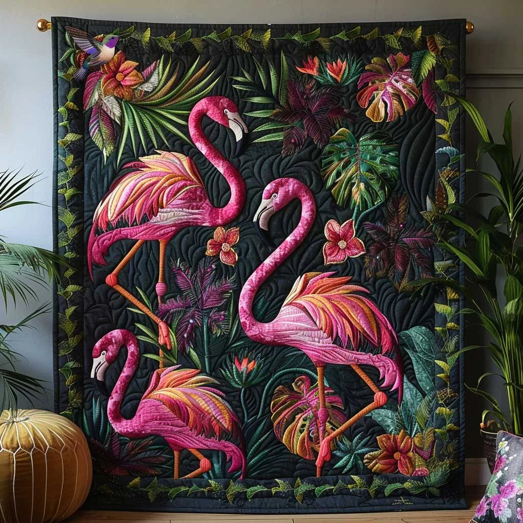 Lush Flamingo Quilt Blanket