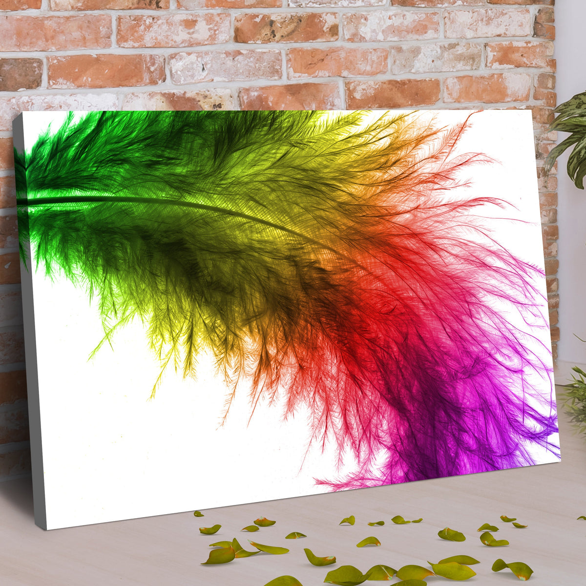 Decor Elements Feather Prismatic Canvas Wall Art