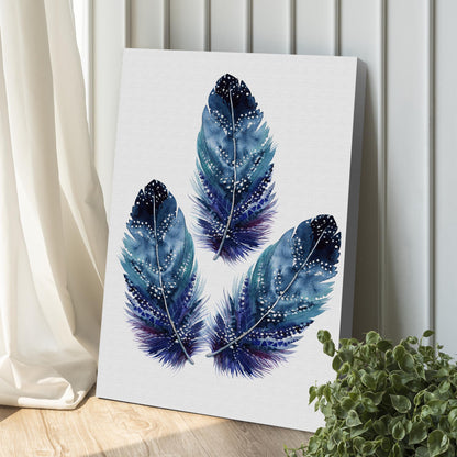 Decor Elements Feather Blue Grunge Canvas Wall Art