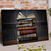 Decor Elements Books Stacked Canvas Wall Art