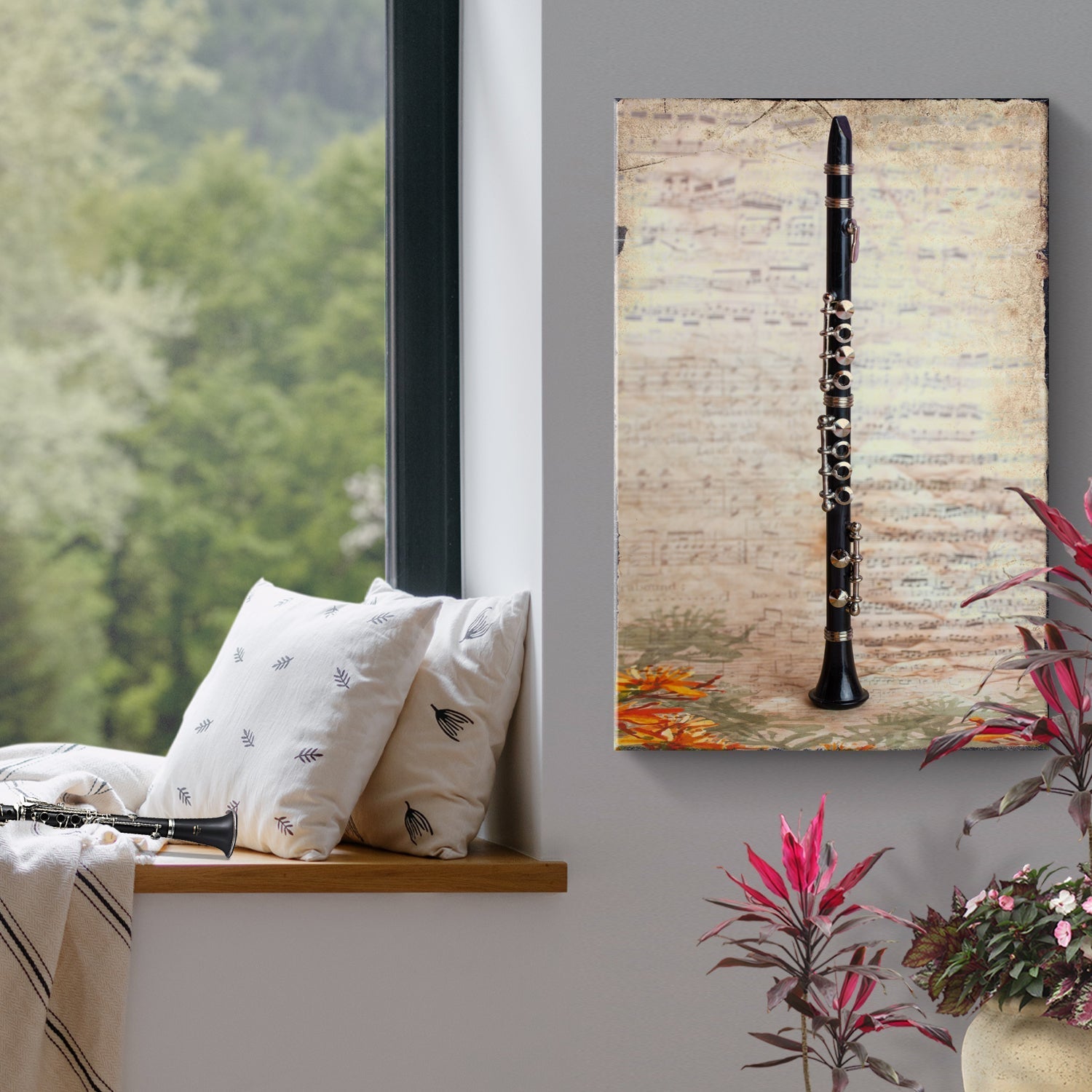 Clarinet Rustic Canvas Wall Art