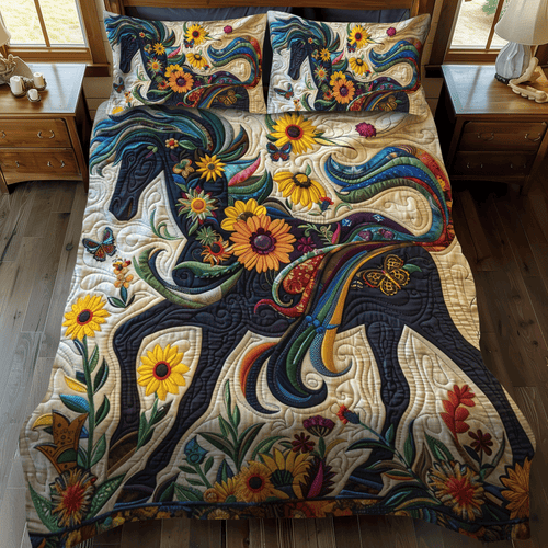 Vivid Horse 3-Piece Quilted Bedding Set - Single (59" x 70")