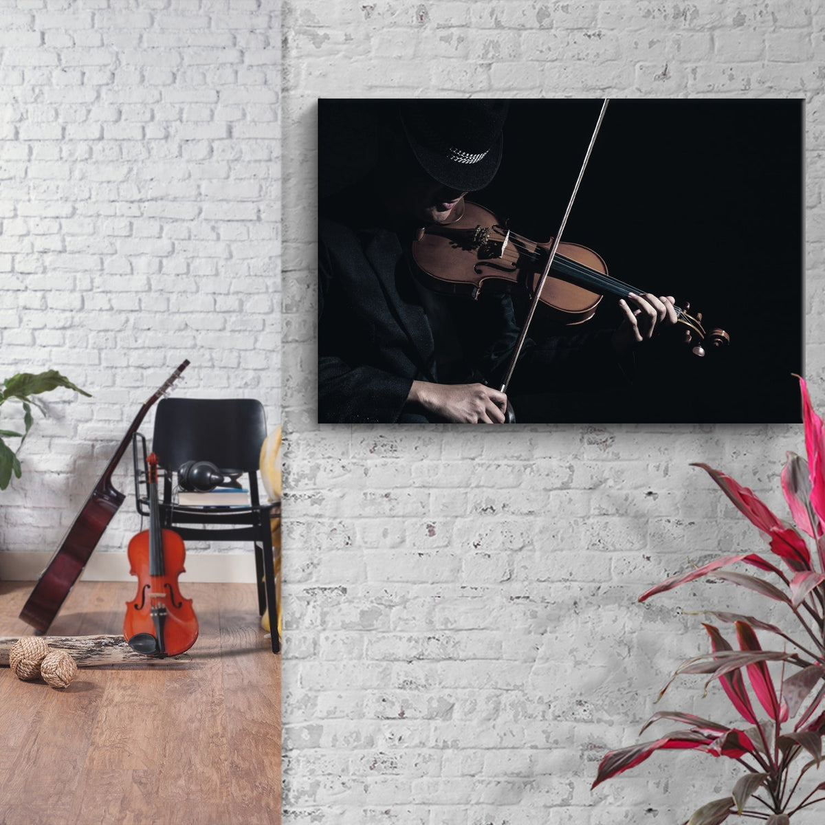 Violin Playing Canvas Wall Art