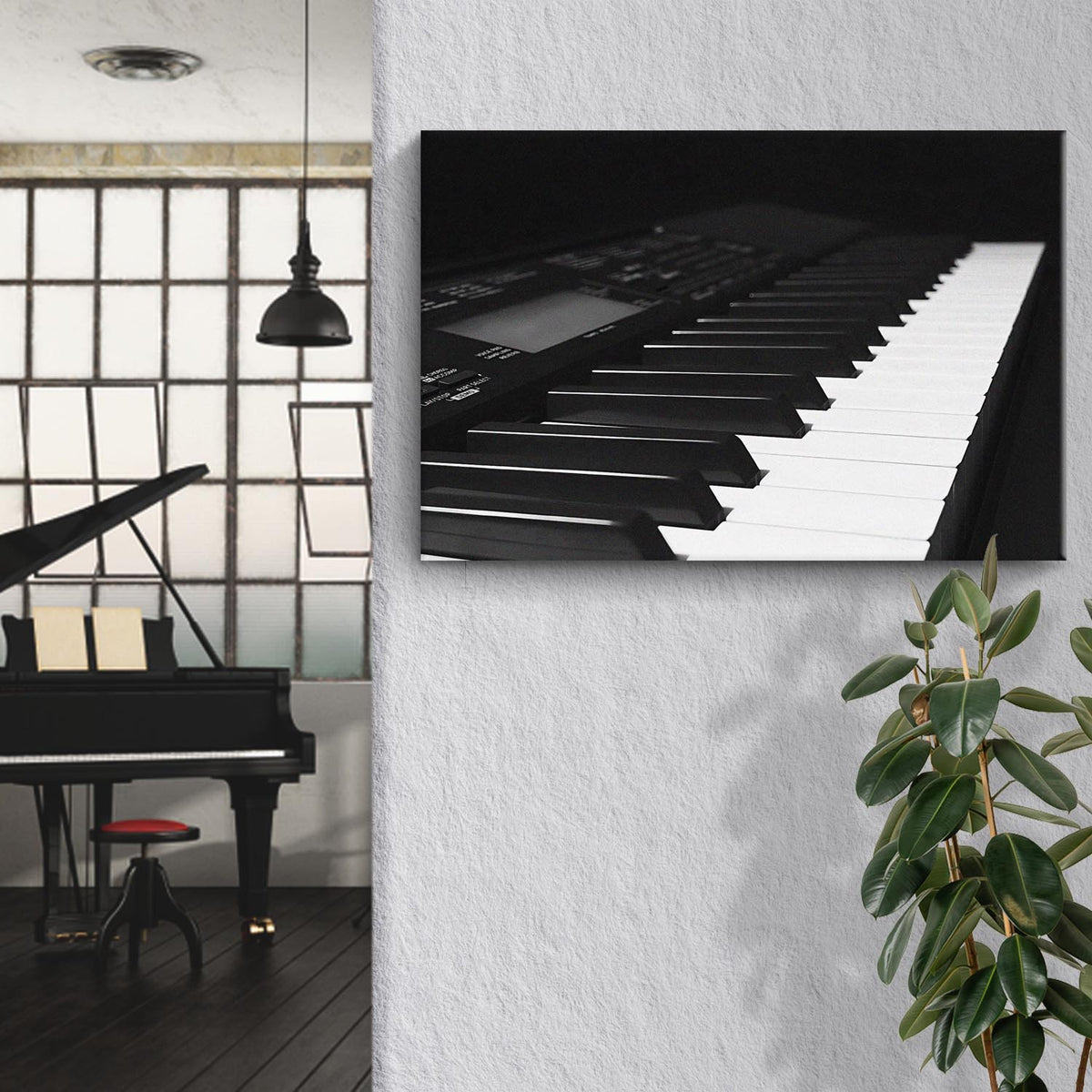 Keyboard Monochrome Canvas Wall Art