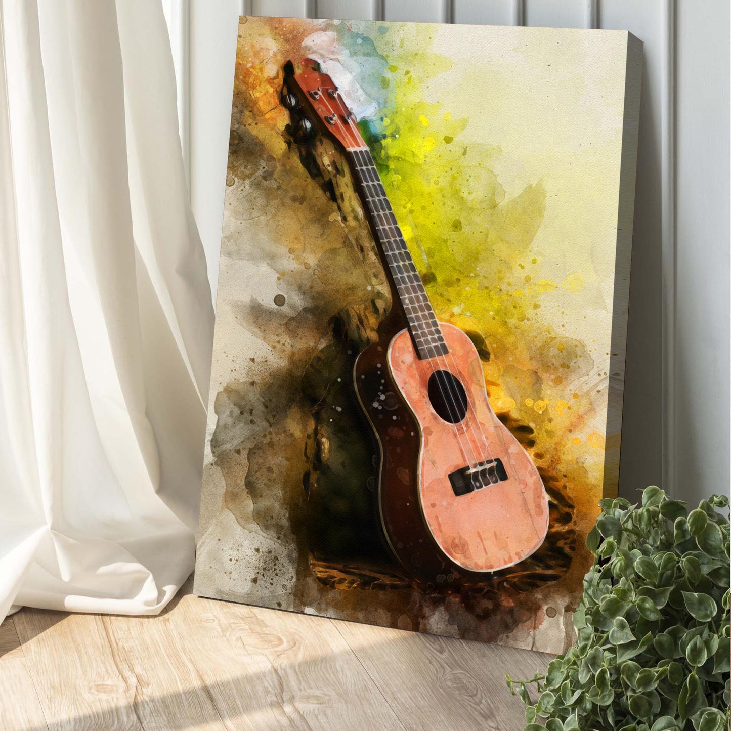 Ukulele Watercolor Canvas Wall Art