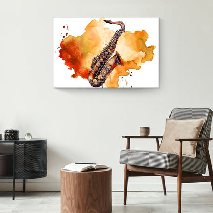 Saxophone Watercolor Canvas Wall Art