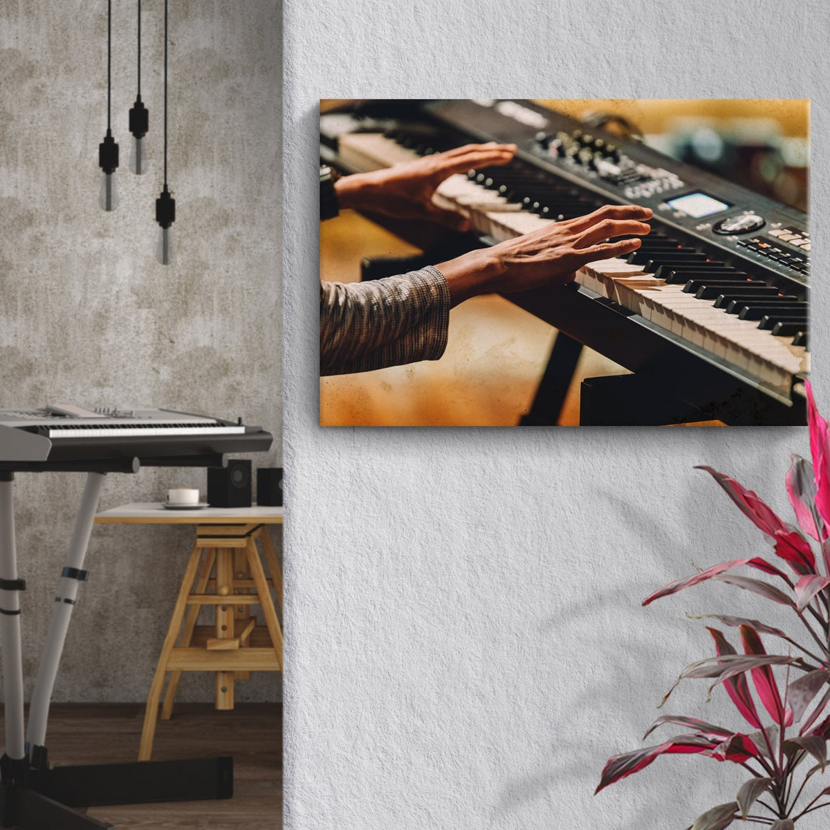 Keyboard Rustic Canvas Wall Art