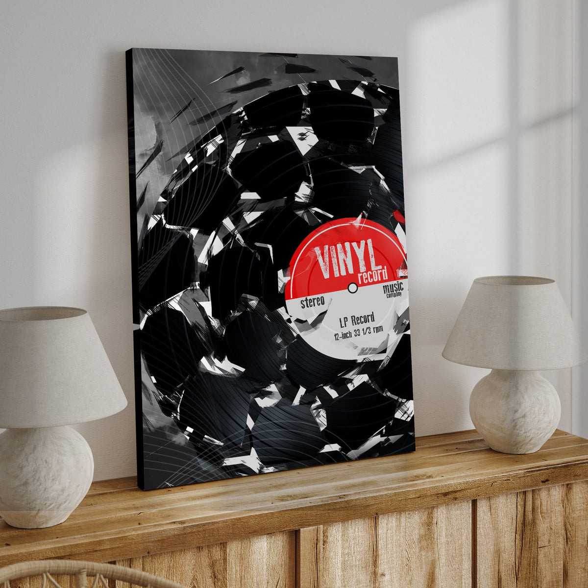 Music Equipment Vinyl Records Abstract Canvas Wall Art