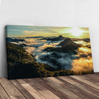 Morning Fog Over Mountains Canvas Wall Art II