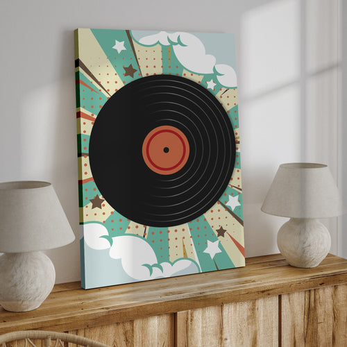 Music Equipment Vinyl Records Retro Canvas Wall Art