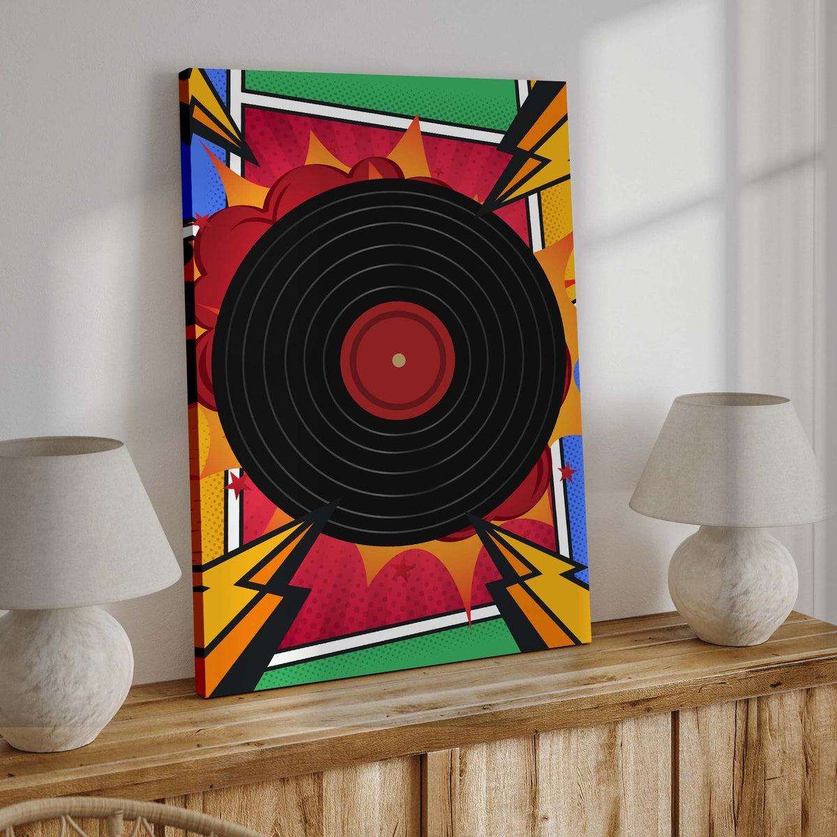 Music Equipment Vinyl Records Pop Art Canvas Wall Art