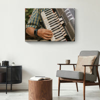 Accordion Playing Canvas Wall Art