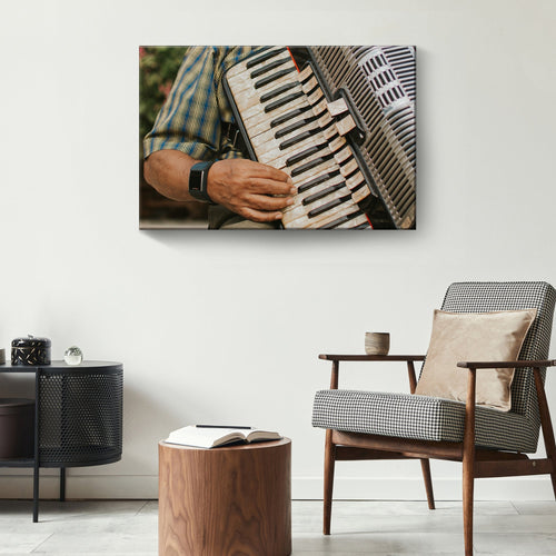 Accordion Playing Canvas Wall Art