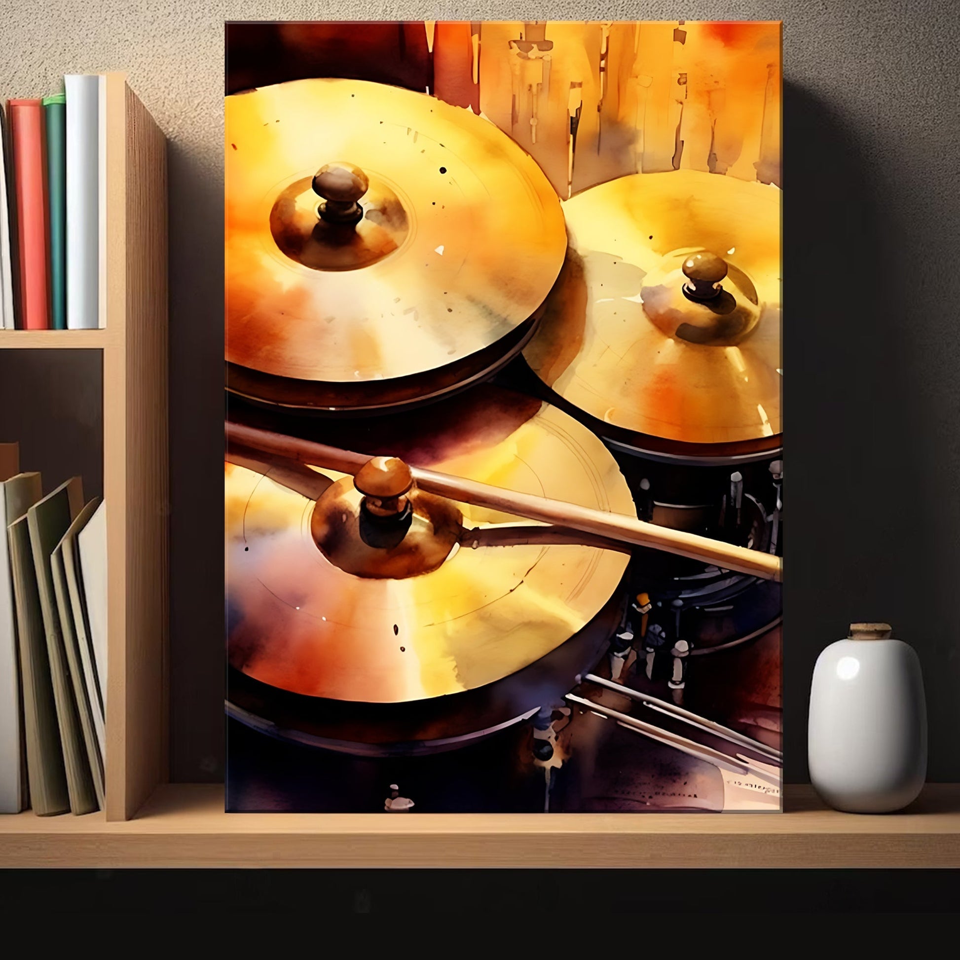 Cymbal Watercolor Canvas Wall Art