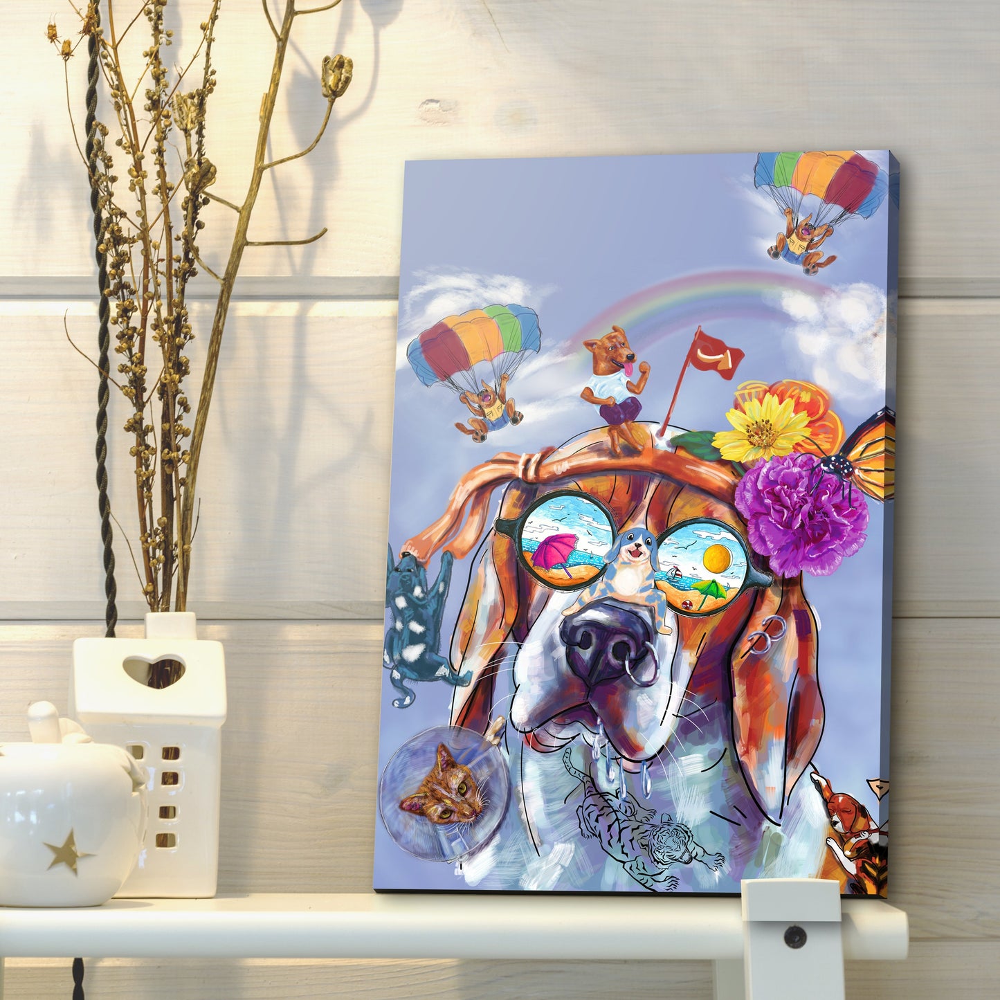 Unique Colorful Dog Portrait Canvas Wall Art