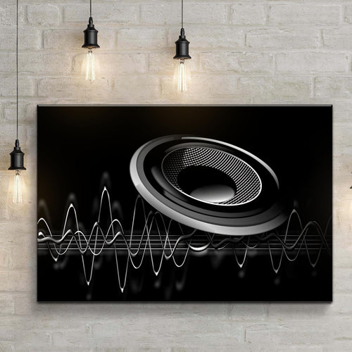 Music Equipment Speakers Monochrome Canvas Wall Art