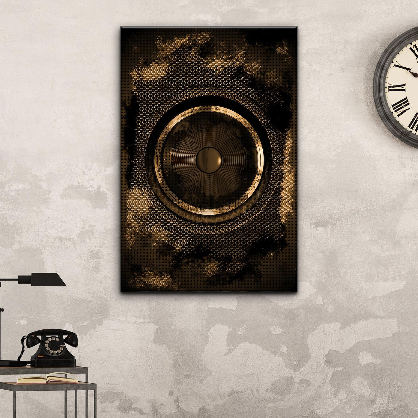Music Equipment Speakers Grunge Canvas Wall Art