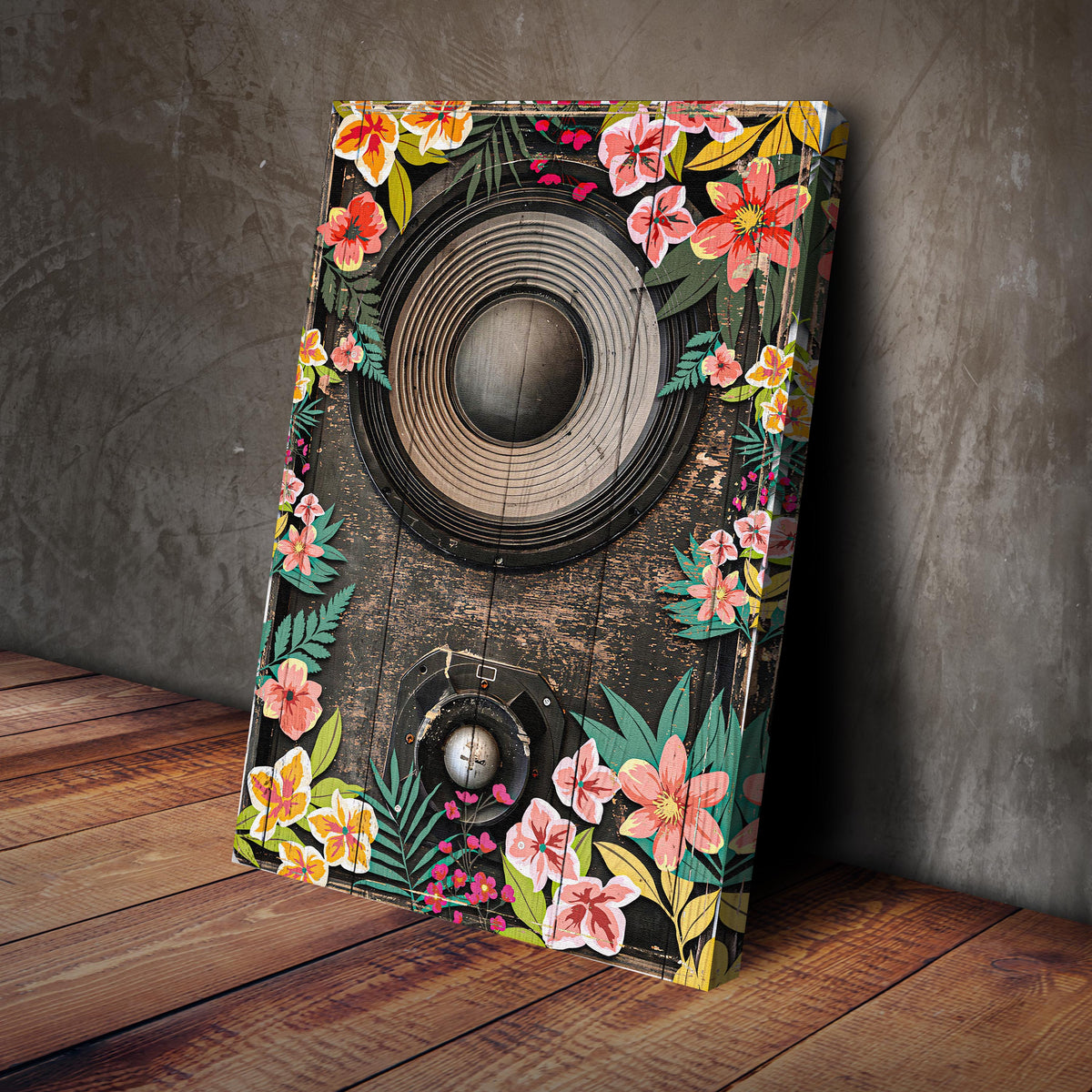Music Equipment Speakers Rustic Canvas Wall Art