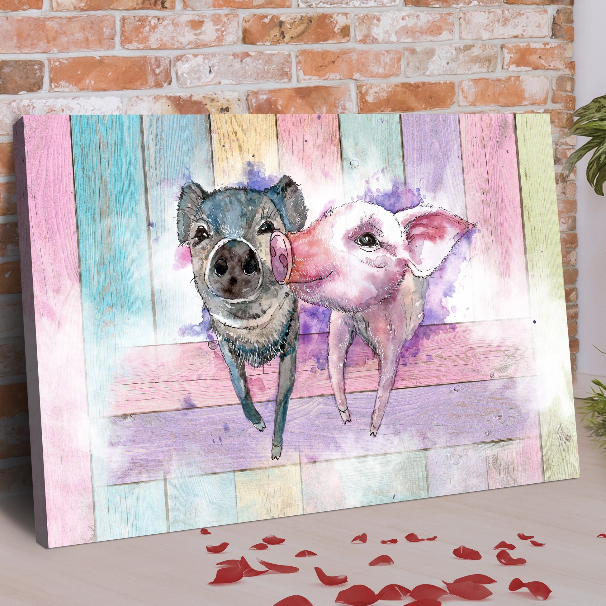 Pastel Funky Pigs Canvas Wall Art