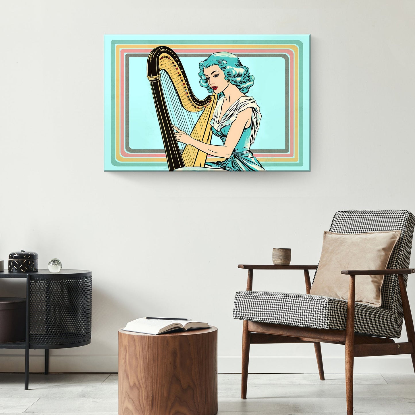 Harp Retro Canvas Wall Art