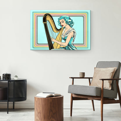 Harp Retro Canvas Wall Art