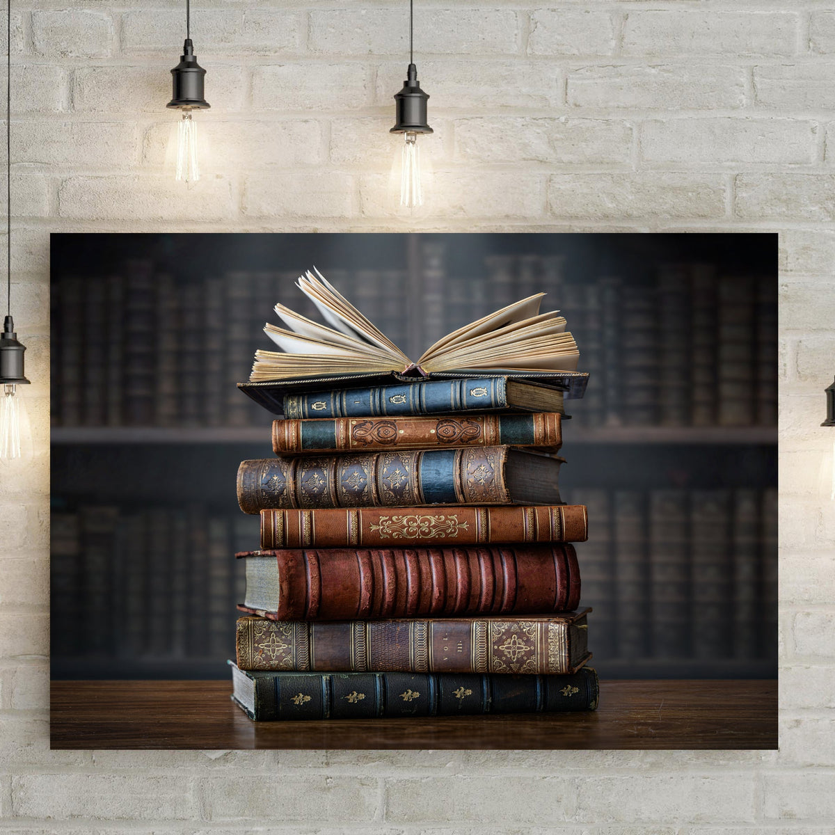 Decor Elements Books Stacked Canvas Wall Art