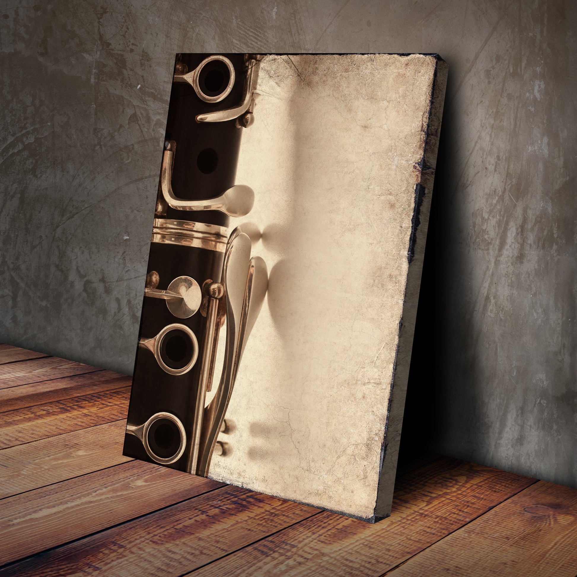 Clarinet Grunge Canvas Wall Art