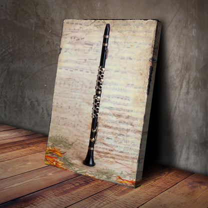 Clarinet Rustic Canvas Wall Art