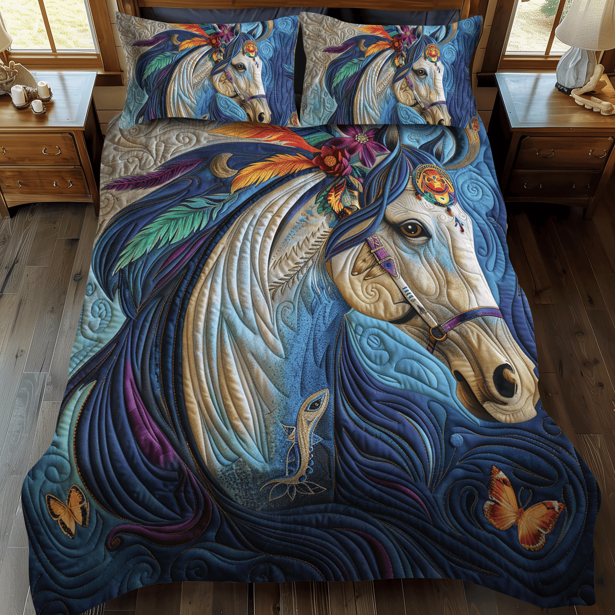 Majestic Horse 3-Piece Quilted Bedding Set - Single (59" x 70")