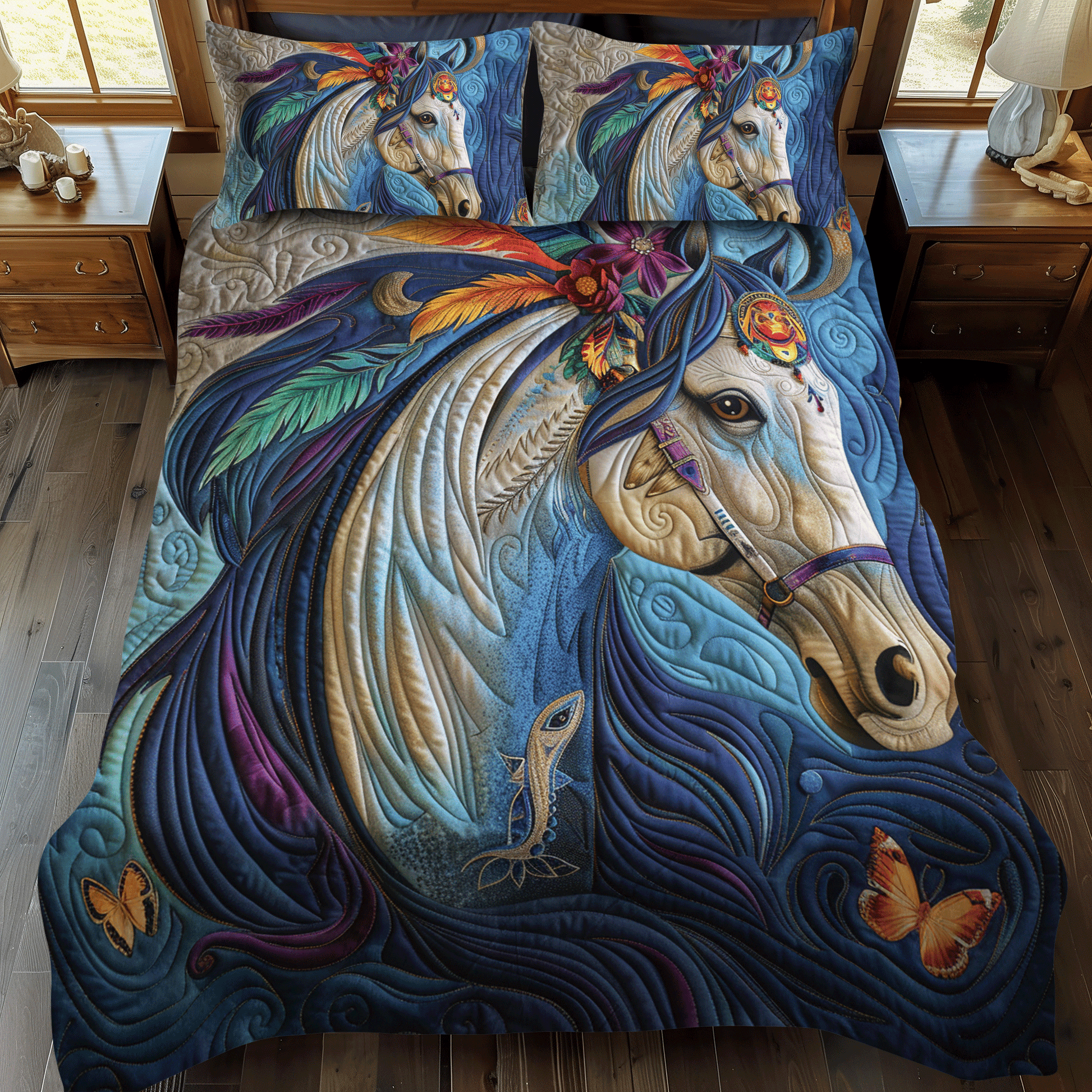 Majestic Horse 3-Piece Quilted Bedding Set - Single (59" x 70")