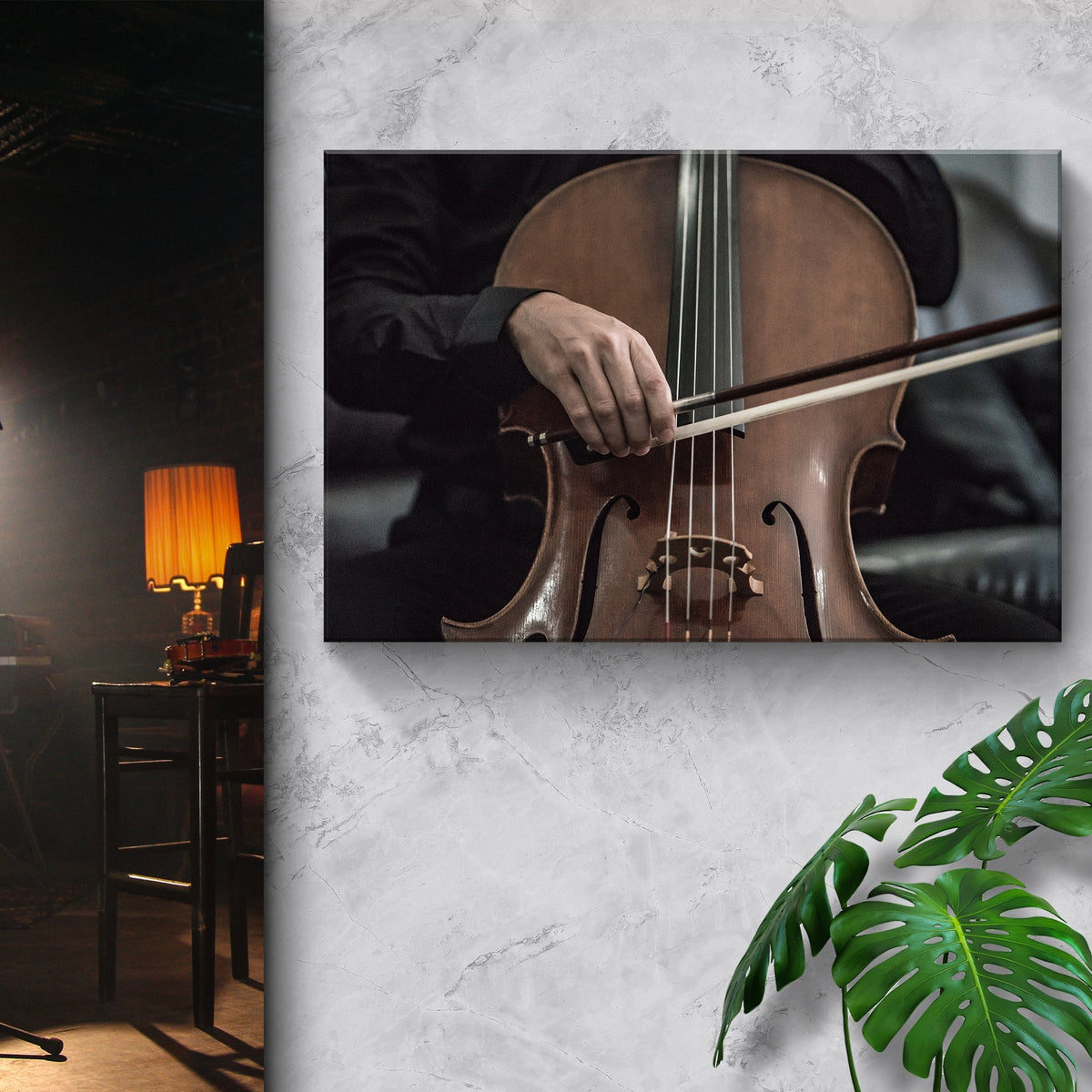 Cello Playing Canvas Wall Art