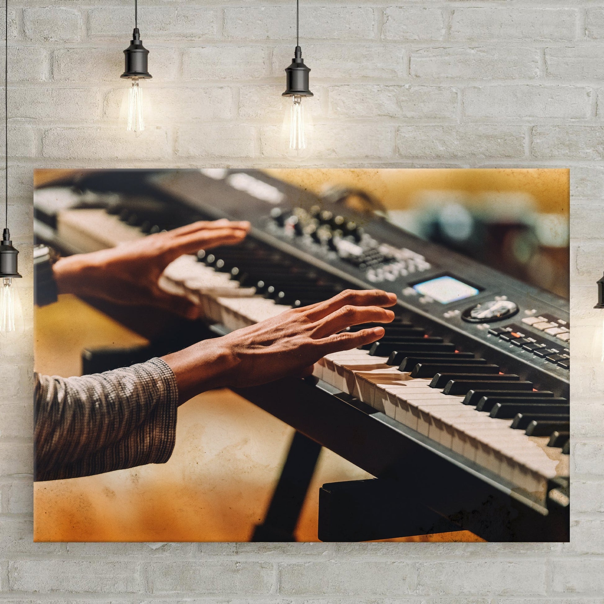 Keyboard Rustic Canvas Wall Art