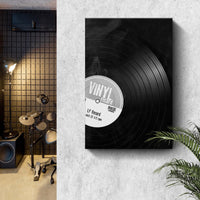 Music Equipment Vinyl Records Monochrome Canvas Wall Art