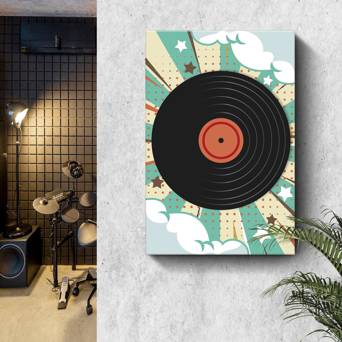 Music Equipment Vinyl Records Retro Canvas Wall Art