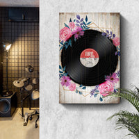 Music Equipment Vinyl Records Rustic Canvas Wall Art