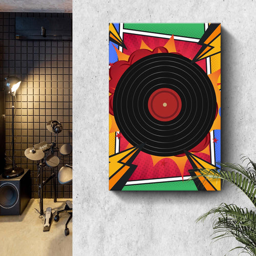 Music Equipment Vinyl Records Pop Art Canvas Wall Art