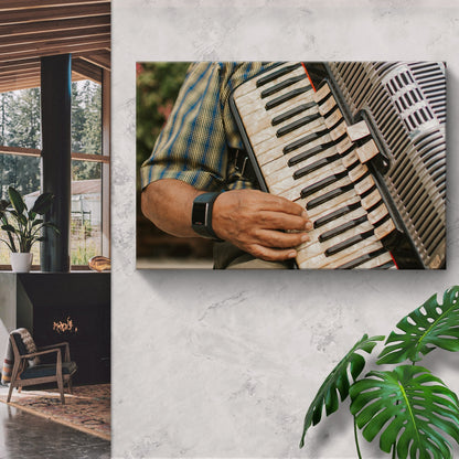 Accordion Playing Canvas Wall Art