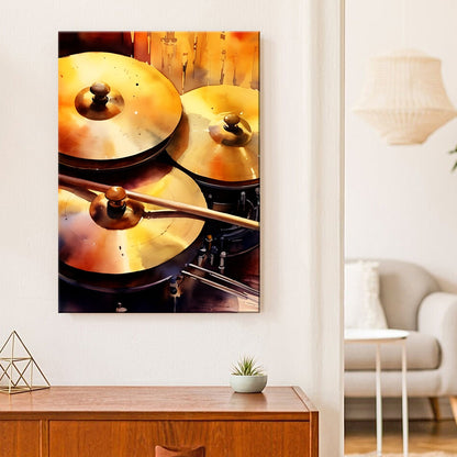Cymbal Watercolor Canvas Wall Art