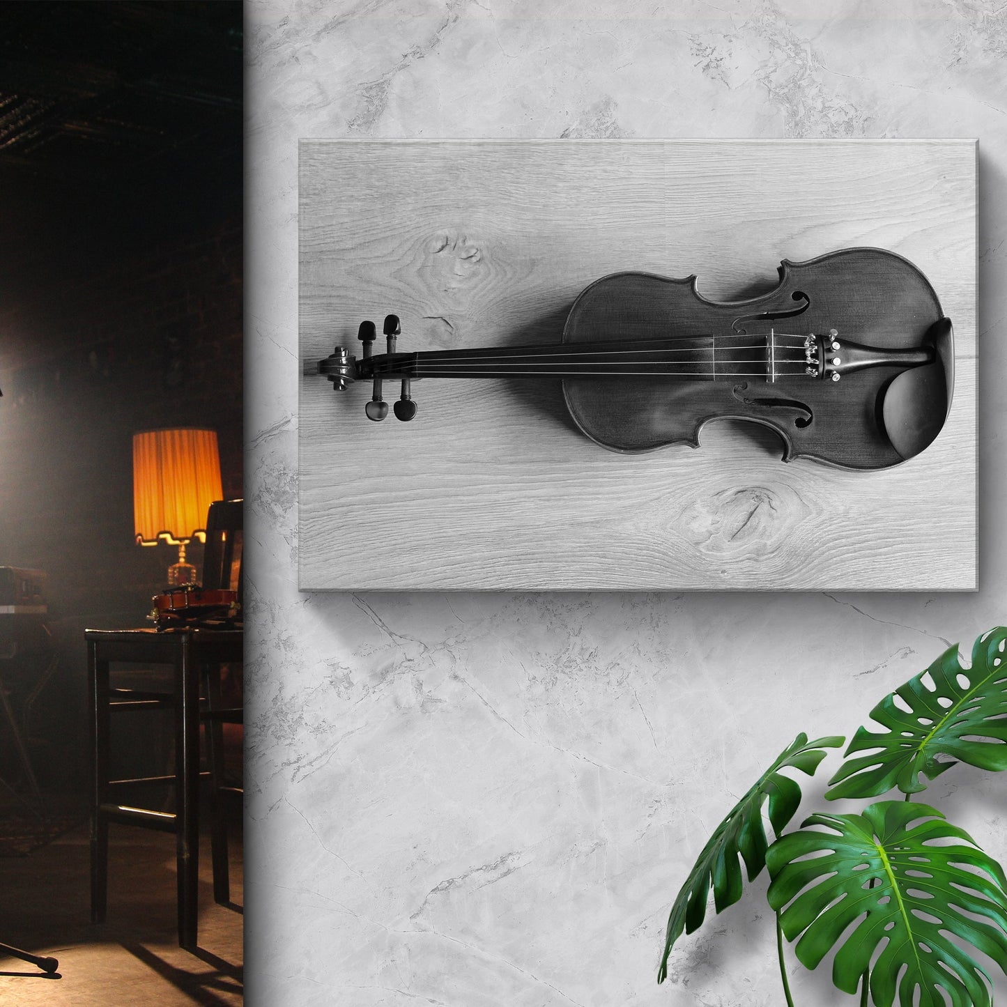 Violin Monochrome Canvas Wall Art