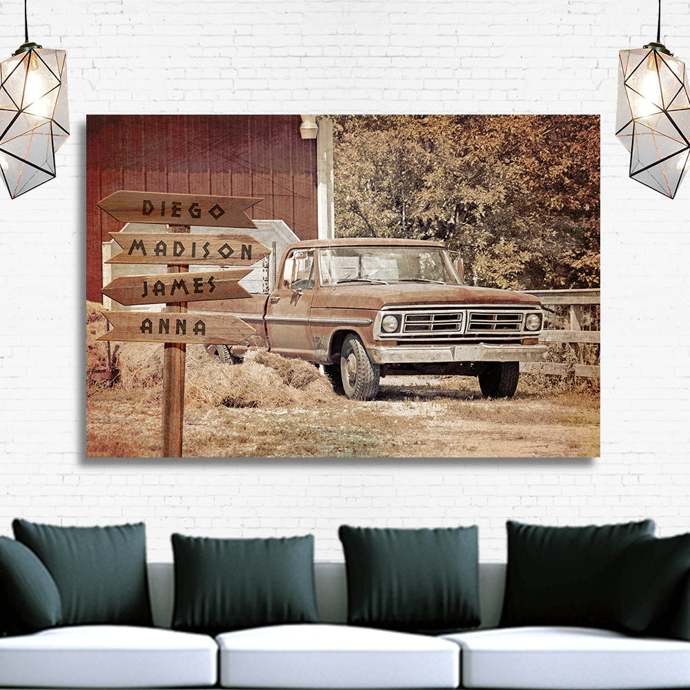 Vintage Truck Name Sign