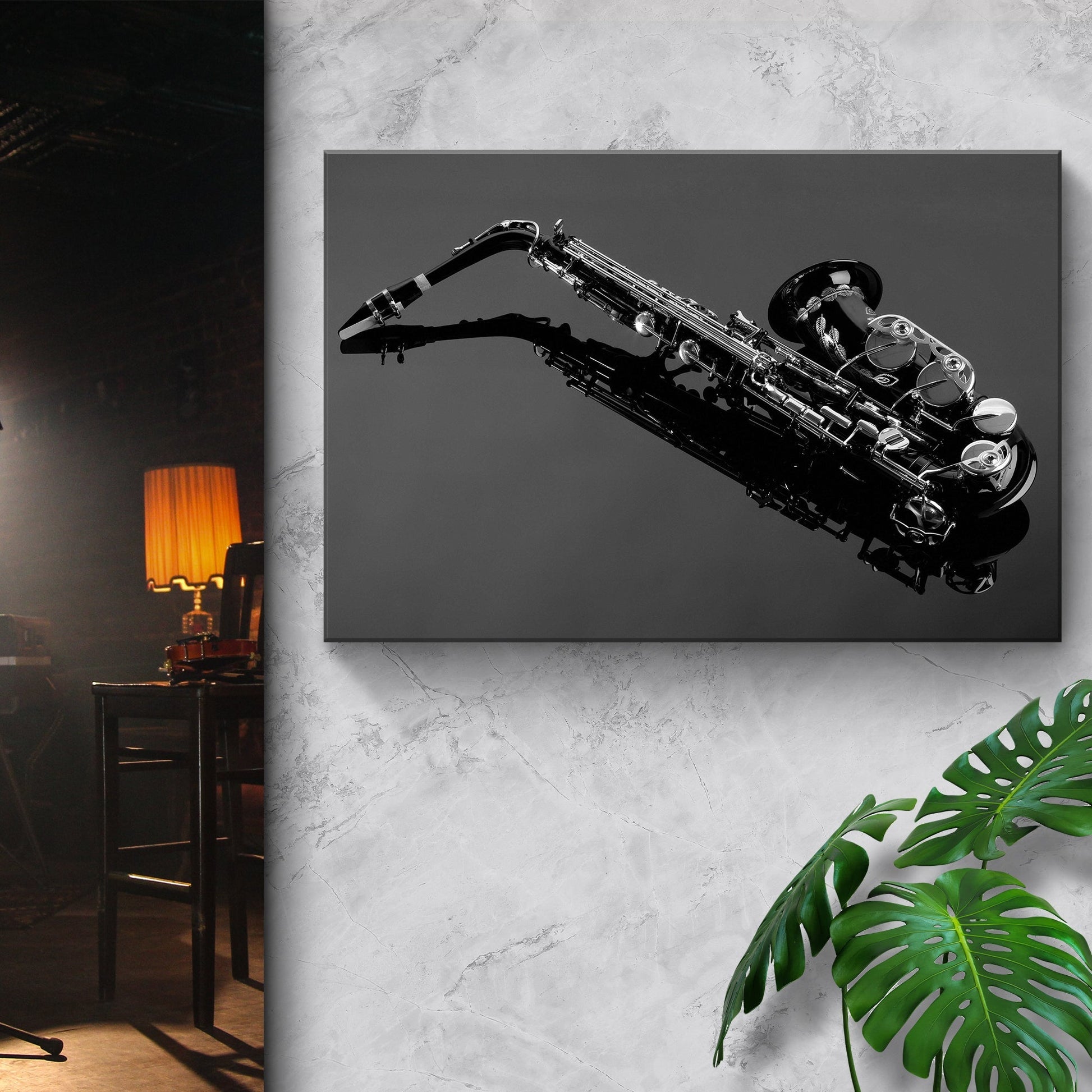 Saxophone Monochrome Canvas Wall Art